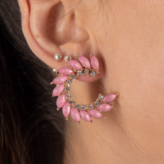 Σκουλαρίκια με ροζ πέτρες