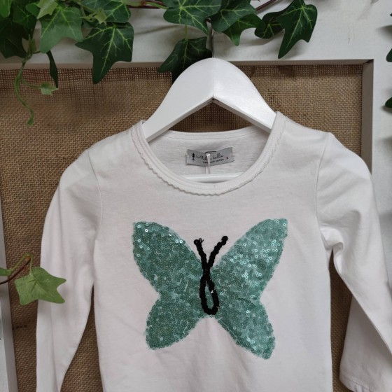 Παιδικό λευκό μπλουζάκι με πεταλούδα